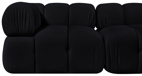 Camden Black Velvet Performance Fabric Upholstered Sofa, 2-Piece
