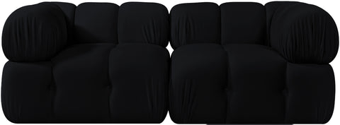 Camden Black Velvet Performance Fabric Upholstered Sofa, 2-Piece