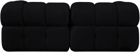 Camden Black Velvet Performance Fabric Upholstered Sofa, 2-Piece