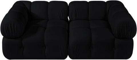 Camden Black Velvet Performance Fabric Upholstered Sofa, 2-Piece