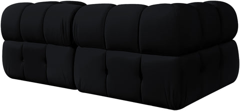 Camden Black Velvet Performance Fabric Upholstered Sofa, 2-Piece