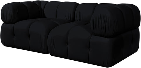 Camden Black Velvet Performance Fabric Upholstered Sofa, 2-Piece