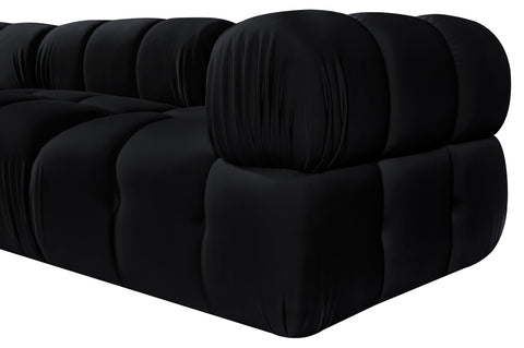 Camden Black Velvet Performance Fabric Upholstered Sofa, 3-Piece