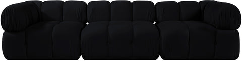Camden Black Velvet Performance Fabric Upholstered Sofa, 3-Piece