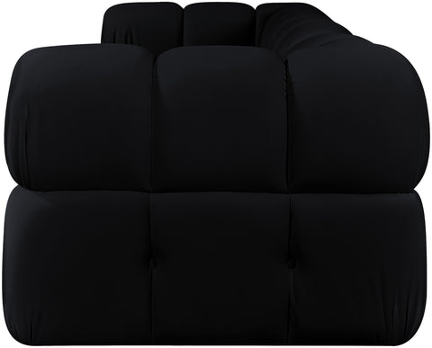 Camden Black Velvet Performance Fabric Upholstered Sofa, 3-Piece