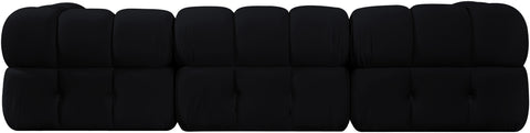 Camden Black Velvet Performance Fabric Upholstered Sofa, 3-Piece