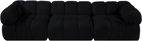 Camden Black Velvet Performance Fabric Upholstered Sofa, 3-Piece