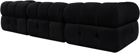 Camden Black Velvet Performance Fabric Upholstered Sofa, 3-Piece