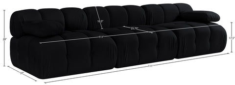 Camden Black Velvet Performance Fabric Upholstered Sofa, 3-Piece (Style 2)