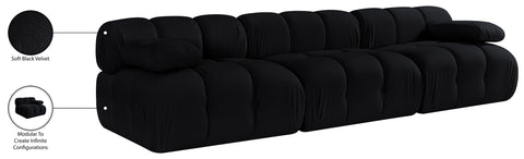 Camden Black Velvet Performance Fabric Upholstered Sofa, 3-Piece (Style 2)