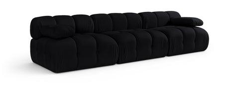 Camden Black Velvet Performance Fabric Upholstered Sofa, 3-Piece (Style 2)