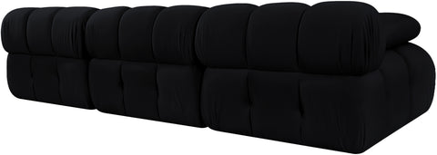 Camden Black Velvet Performance Fabric Upholstered Sofa, 3-Piece (Style 2)