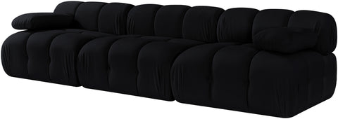 Camden Black Velvet Performance Fabric Upholstered Sofa, 3-Piece (Style 2)