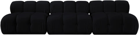 Camden Black Velvet Performance Fabric Upholstered Sofa, 3-Piece (Style 2)