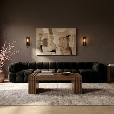 Camden Black Velvet Performance Fabric Upholstered Sofa, 4-Piece