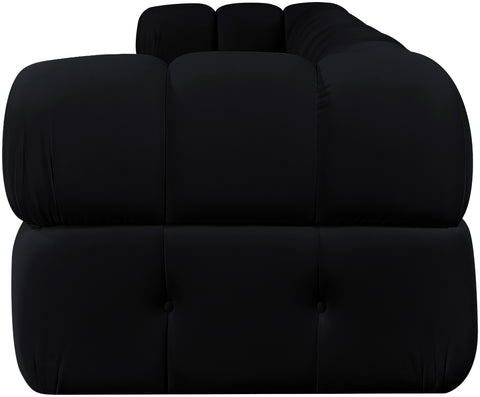 Camden Black Velvet Performance Fabric Upholstered Sofa, 4-Piece