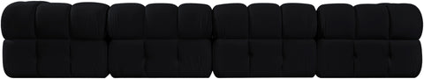 Camden Black Velvet Performance Fabric Upholstered Sofa, 4-Piece