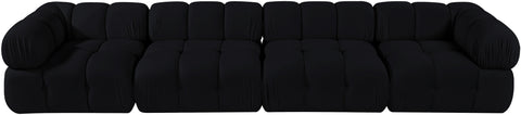 Camden Black Velvet Performance Fabric Upholstered Sofa, 4-Piece