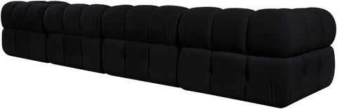 Camden Black Velvet Performance Fabric Upholstered Sofa, 4-Piece