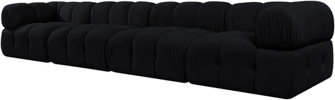 Camden Black Velvet Performance Fabric Upholstered Sofa, 4-Piece