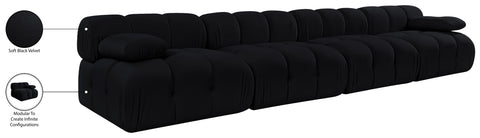 Camden Black Velvet Performance Fabric Upholstered Sofa, 4-Piece (Style 2)