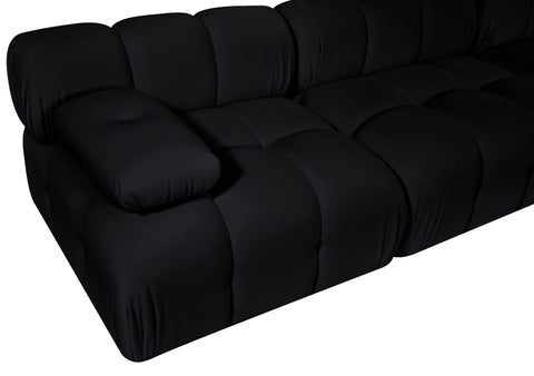 Camden Black Velvet Performance Fabric Upholstered Sofa, 4-Piece (Style 2)