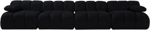 Camden Black Velvet Performance Fabric Upholstered Sofa, 4-Piece (Style 2)