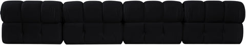 Camden Black Velvet Performance Fabric Upholstered Sofa, 4-Piece (Style 2)