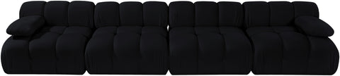 Camden Black Velvet Performance Fabric Upholstered Sofa, 4-Piece (Style 2)