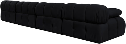 Camden Black Velvet Performance Fabric Upholstered Sofa, 4-Piece (Style 2)