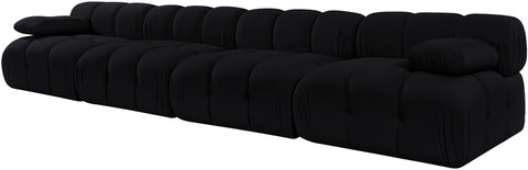Camden Black Velvet Performance Fabric Upholstered Sofa, 4-Piece (Style 2)