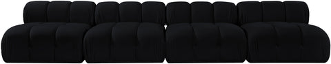 Camden Black Velvet Performance Fabric Upholstered Sofa, 4-Piece (Style 2)