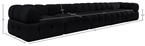 Camden Black Velvet Performance Fabric Upholstered Sofa, 5-Piece