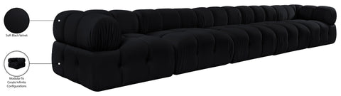 Camden Black Velvet Performance Fabric Upholstered Sofa, 5-Piece
