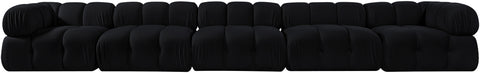 Camden Black Velvet Performance Fabric Upholstered Sofa, 5-Piece