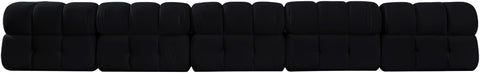 Camden Black Velvet Performance Fabric Upholstered Sofa, 5-Piece