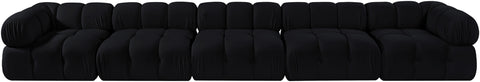 Camden Black Velvet Performance Fabric Upholstered Sofa, 5-Piece