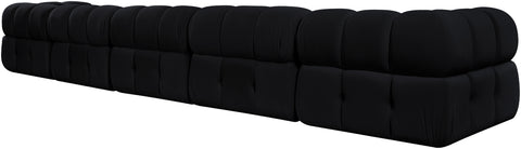 Camden Black Velvet Performance Fabric Upholstered Sofa, 5-Piece