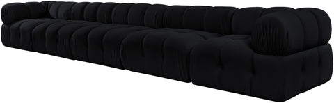 Camden Black Velvet Performance Fabric Upholstered Sofa, 5-Piece