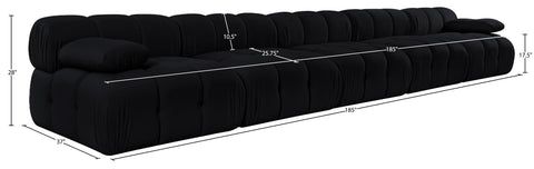 Camden Black Velvet Performance Fabric Upholstered Sofa, 5-Piece (Style 2)