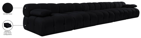 Camden Black Velvet Performance Fabric Upholstered Sofa, 5-Piece (Style 2)