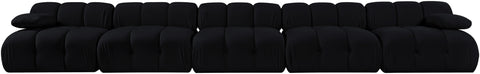 Camden Black Velvet Performance Fabric Upholstered Sofa, 5-Piece (Style 2)