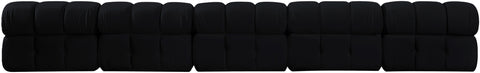 Camden Black Velvet Performance Fabric Upholstered Sofa, 5-Piece (Style 2)