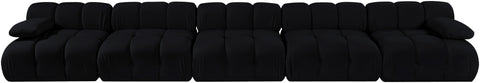 Camden Black Velvet Performance Fabric Upholstered Sofa, 5-Piece (Style 2)