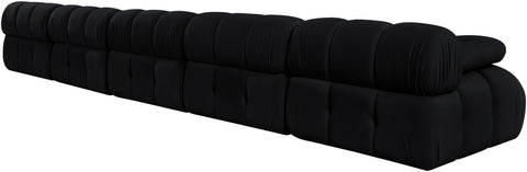Camden Black Velvet Performance Fabric Upholstered Sofa, 5-Piece (Style 2)