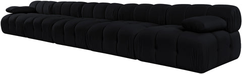 Camden Black Velvet Performance Fabric Upholstered Sofa, 5-Piece (Style 2)