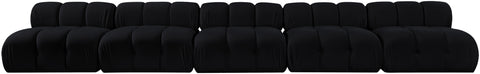 Camden Black Velvet Performance Fabric Upholstered Sofa, 5-Piece (Style 2)