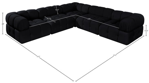 Camden Black Velvet Performance Fabric Upholstered Sectional, 5-Piece (Style 3)