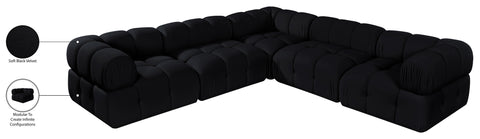 Camden Black Velvet Performance Fabric Upholstered Sectional, 5-Piece (Style 3)