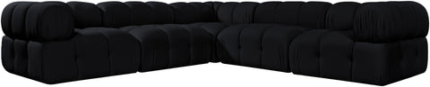 Camden Black Velvet Performance Fabric Upholstered Sectional, 5-Piece (Style 3)
